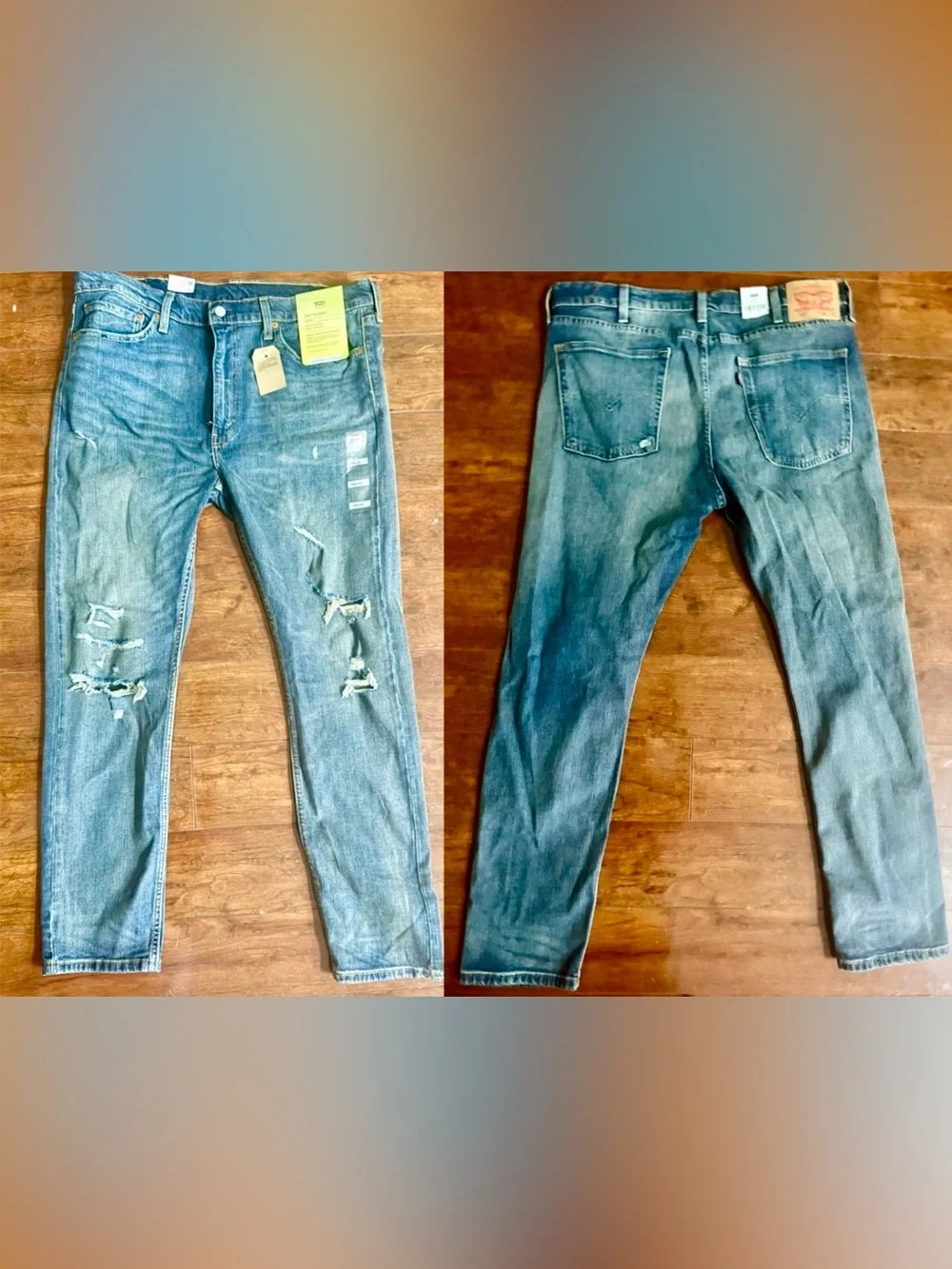 LEVIS 510 SKINNY STRETCH DISTRESSED JEANS MENS 38X32~NWT - Picture 2 of 8